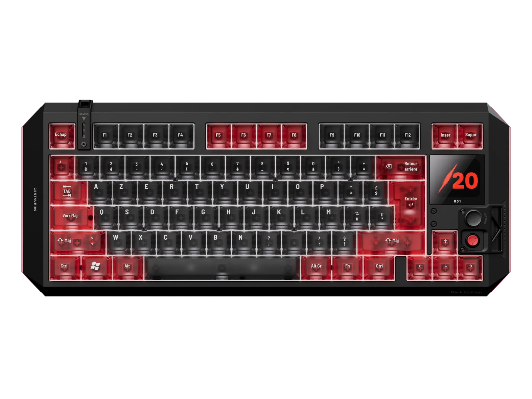 Centauri 80 Dark Edition 001 by Sheshounet tel que livré, touches rouges translucides