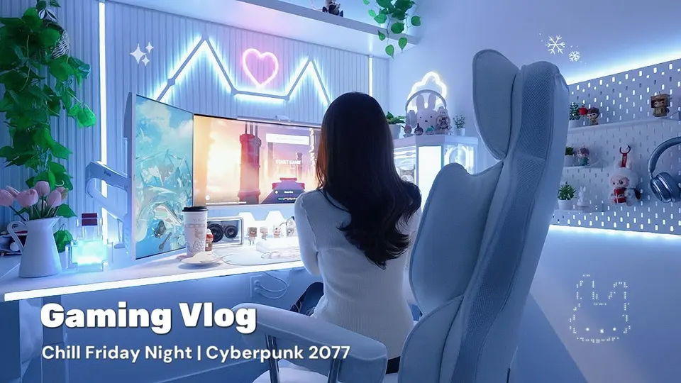 Vidéo YouTube : Cozy Gaming Vlog — Pizza, Girl Gaming Setup